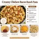 Delicious creamy Chicken Bacon Ranch Pasta topped with crispy bacon