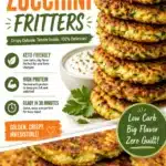 Crispy keto low-carb zucchini fritters served on a plate