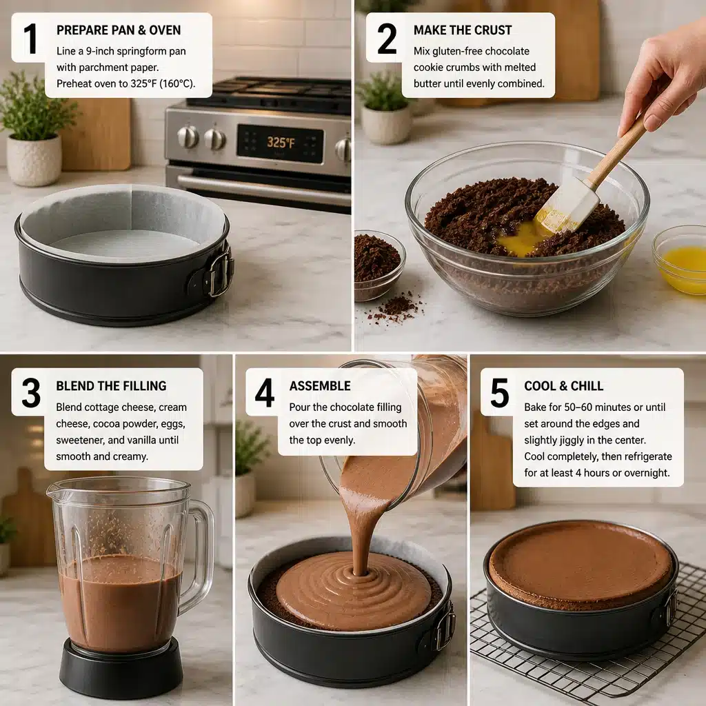 gluten free chocolate cottage cheese cheesecake