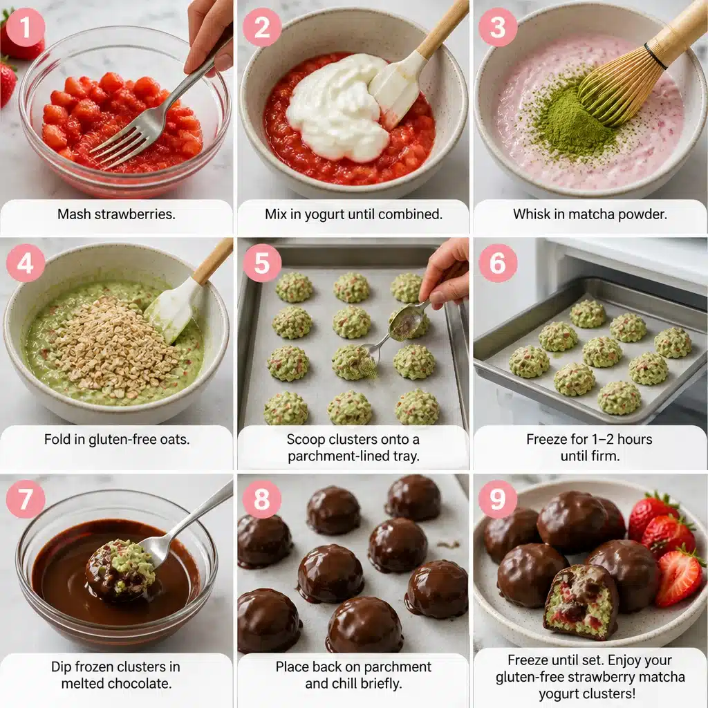 gluten free strawberry matcha yogurt clusters