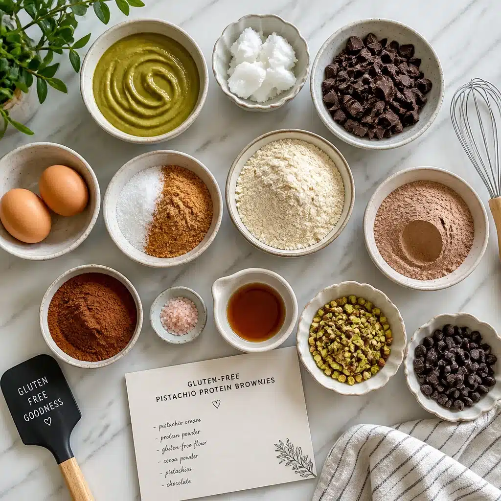 Deliciously Fudgy Gluten Free Pistachio Protein Brownies