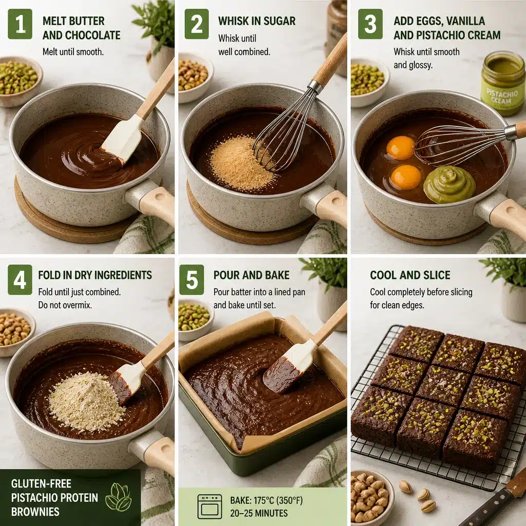 gluten free pistachio protein brownies