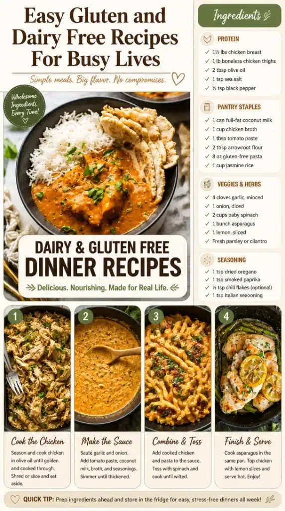 Collection of easy gluten and dairy free recipes for busy individuals
