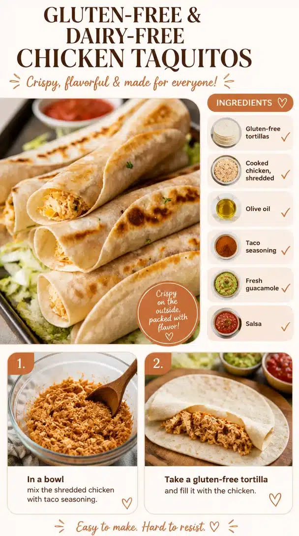 Gluten-free and dairy-free chicken taquitos on a plate