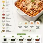 Gluten-free baked ziti with cheese and marinara sauce in a baking dish
