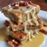 Delicious gluten free breakfast bars with nuts and fruits on a wooden table