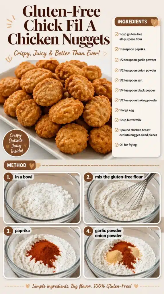 Plate of gluten-free chicken nuggets inspired by Chick Fil A recipe