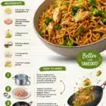 Gluten-free Chicken Lo Mein with colorful vegetables and flavorful sauce in a wok