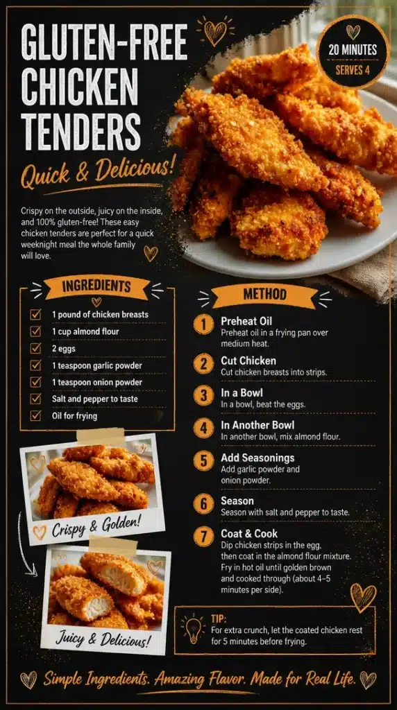 Crispy gluten-free chicken tenders served with dipping sauce