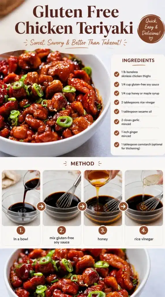 Gluten-free chicken teriyaki dish served with vegetables