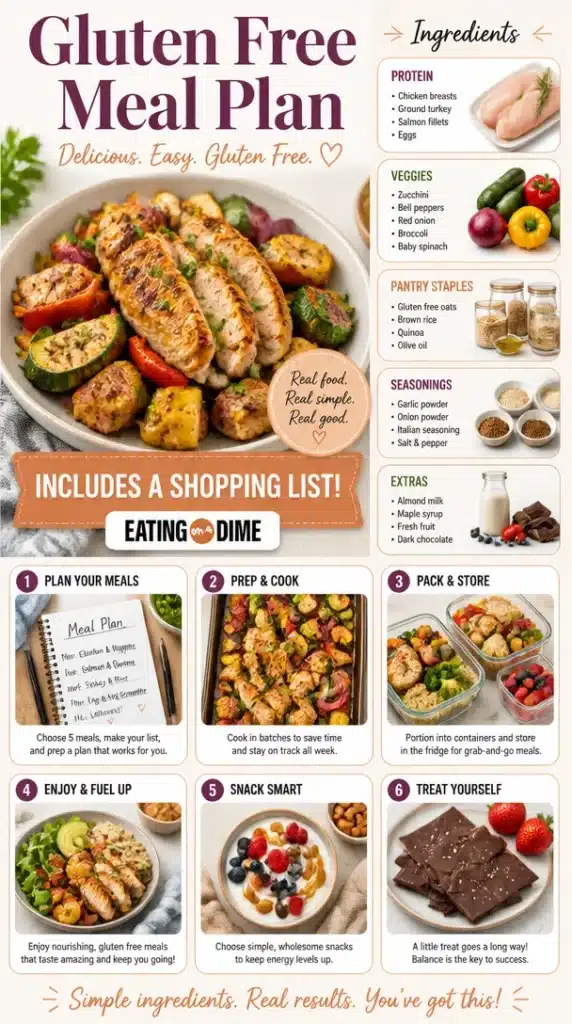 Gluten free meal plan with nutritious recipes and ingredients