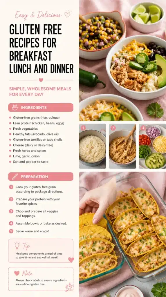 Delicious gluten free recipes for breakfast, lunch, and dinner.
