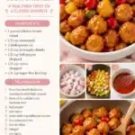 Delicious gluten-free sweet and sour chicken served with vibrant vegetables