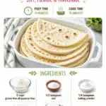 Homemade gluten free tortillas stacked on a wooden table