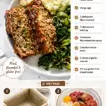 Healthy gluten free meatloaf recipe, dairy free dish, cooked and sliced