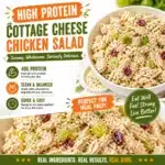 Delicious high protein cottage cheese chicken salad in a bowl