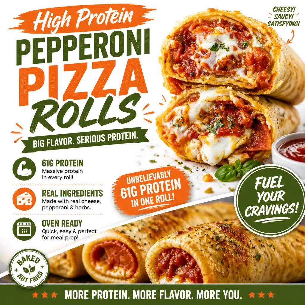 High protein pepperoni pizza rolls on a wooden serving board