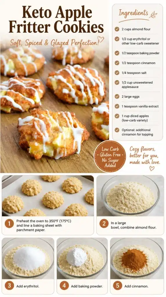 Keto Apple Fritter Cookies on a platter, low-carb delicious treat