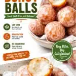 Delicious Keto Glazed Donut Balls topped with frosting, low-carb dessert