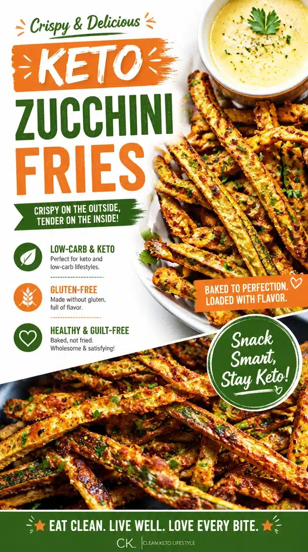 Crispy Keto Zucchini Fries served on a plate
