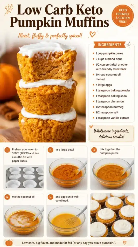 Low carb keto pumpkin muffins baked with spices and pumpkin puree