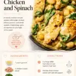 One pan gnocchi with chicken and spinach prepared in a skillet
