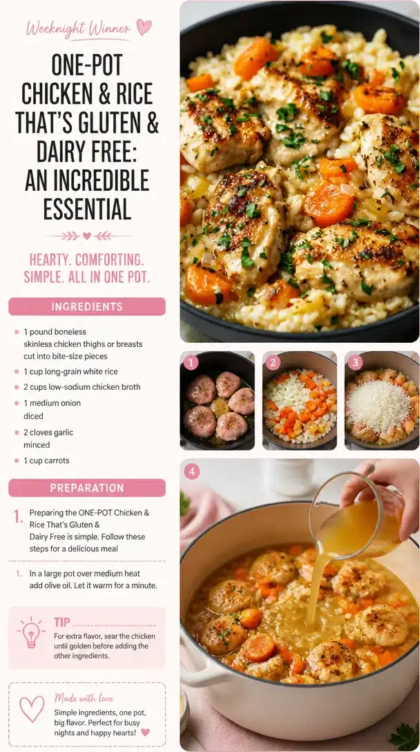 ONE-POT gluten and dairy-free chicken rice dish served in a bowl