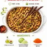 Paleo egg roll bowl with vegetables and protein in a serving bowl