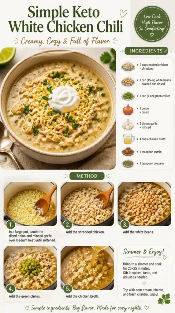 Bowl of Keto White Chicken Chili topped with fresh herbs
