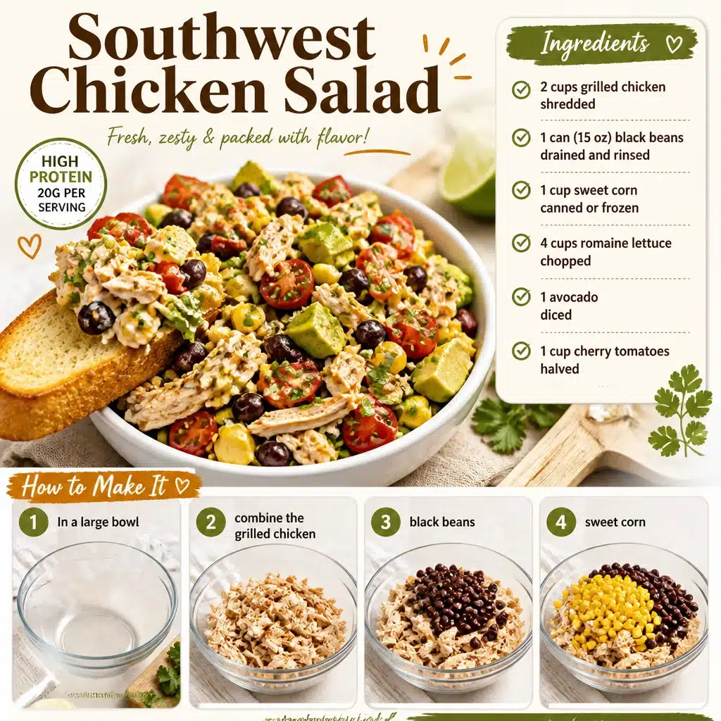 Delicious Southwest Chicken Salad with vibrant ingredients and savory flavors