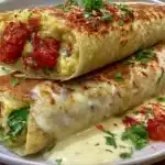 15-minute black bean and spinach burritos on a plate.