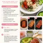 Baked salmon sushi bowl with fresh ingredients and vibrant colors