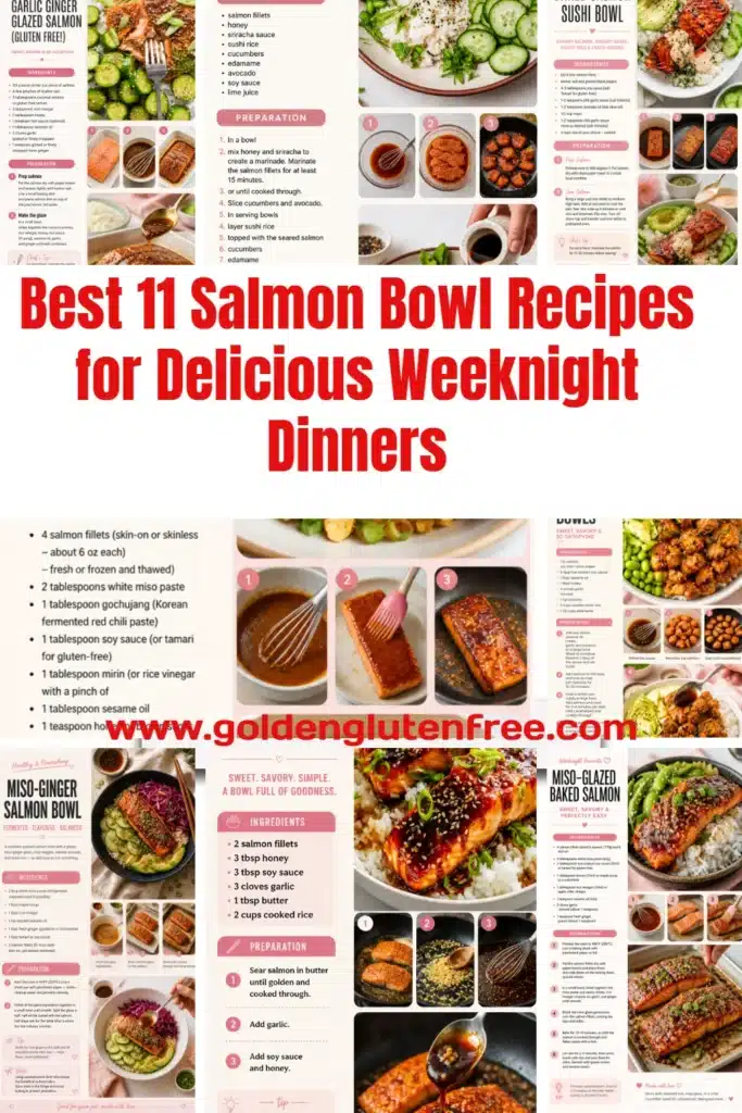 Variety of salmon bowl recipes prepared for easy weeknight dinners.