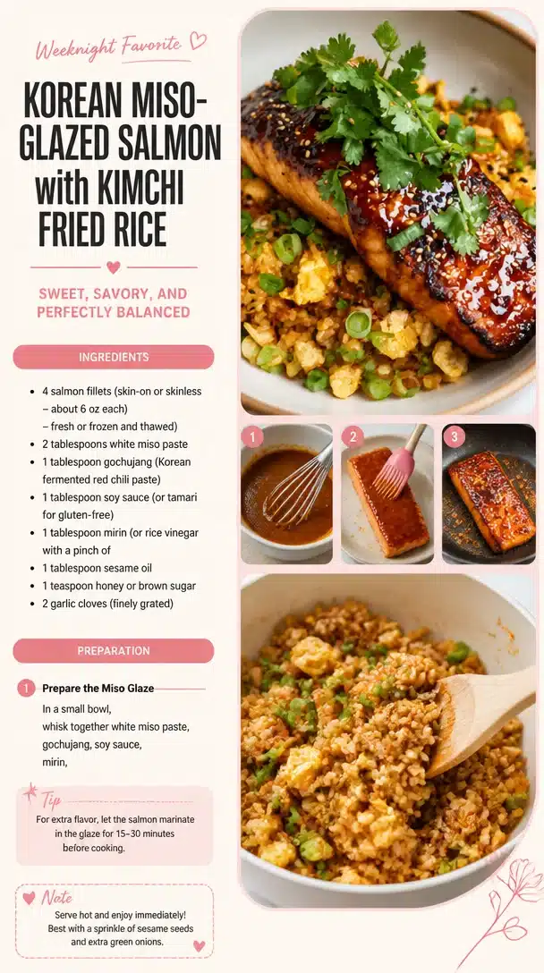 Korean Miso-Glazed Salmon with Kimchi Fried Rice