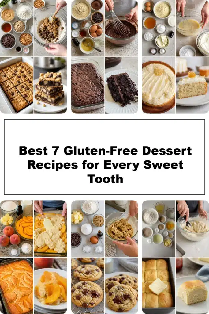 A selection of delicious gluten-free desserts including cakes and cookies.