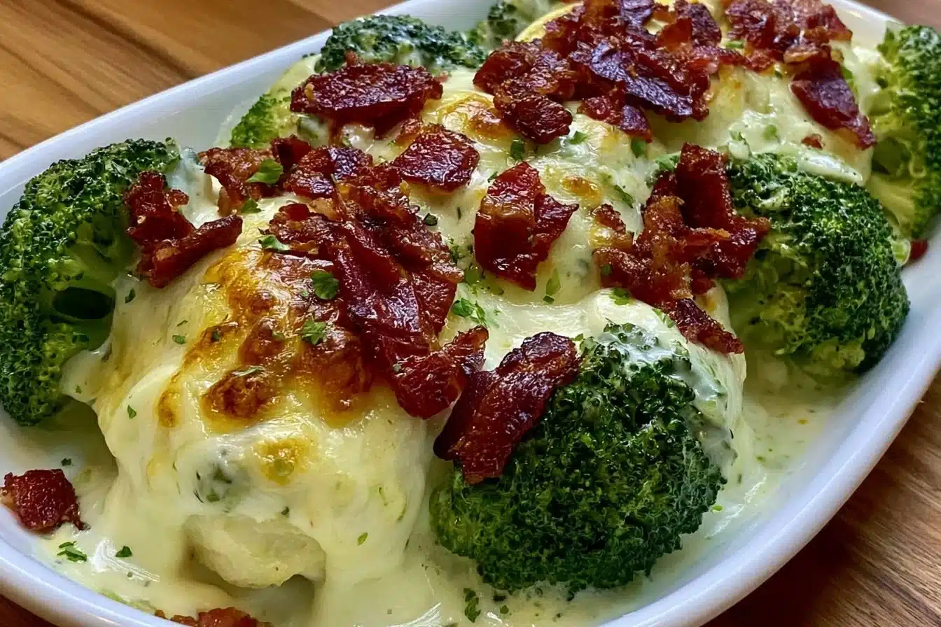 Low Carb Chicken Casserole with Broccoli and Bacon