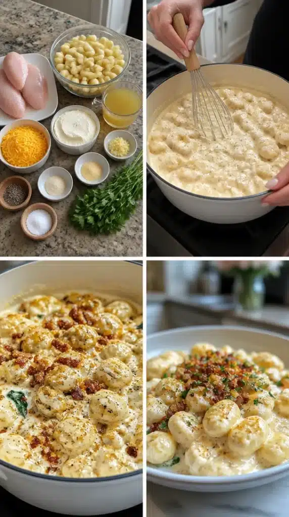 Creamy Crack Chicken with Gnocchi served in a bowl