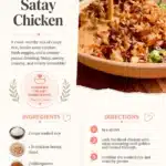 Crispy rice salad topped with grilled satay chicken and fresh vegetables.