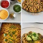 Delicious Dump and Bake Quinoa Casserole in a baking dish fresh from the oven.