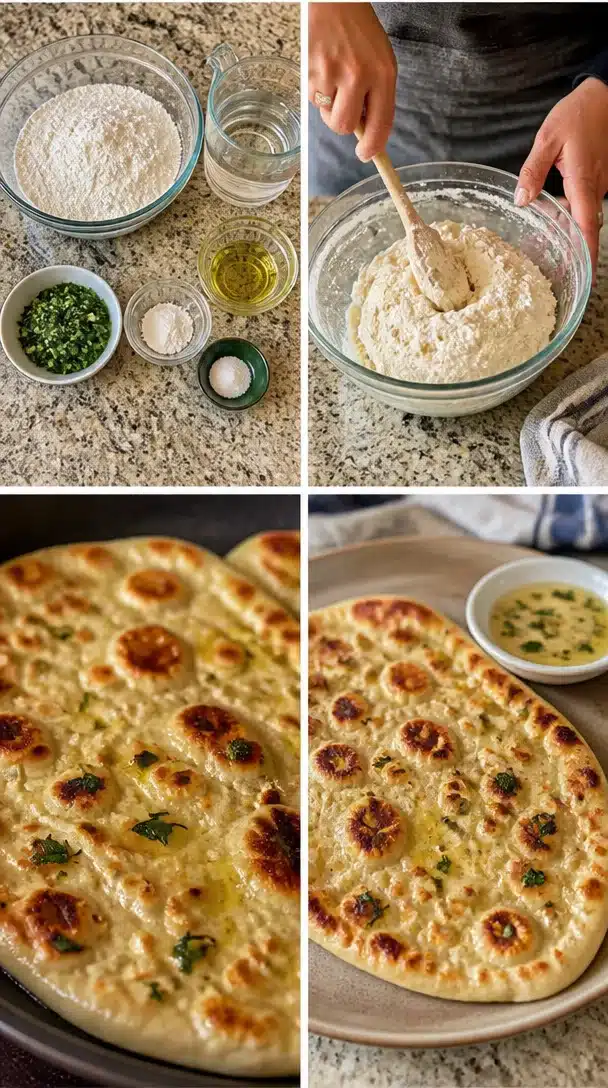 Homemade easy gluten-free flatbread served with fresh toppings