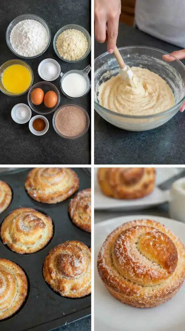 Gluten-free cinnamon sugar cruffins with flaky layers and a sweet topping