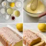 Gluten-free lemon loaf with a glossy glaze on top, dairy-free dessert dish