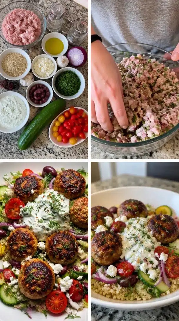 Delicious Greek Turkey Meatball Bowls with fresh ingredients and vibrant flavor