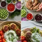 Greek Turkey Meatball Bowls with quinoa and tzatziki sauce