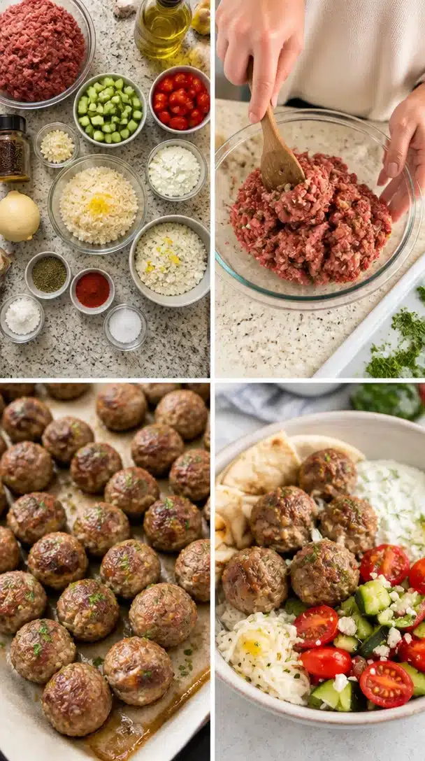 Delicious gyro bowl with fresh vegetables, meat, and sauce served in a bowl