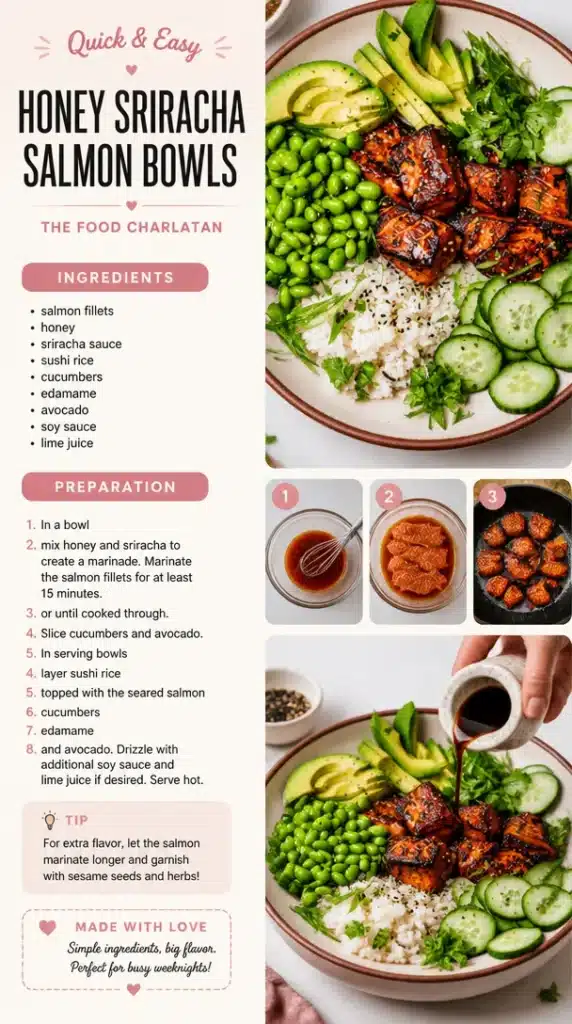 Honey Sriracha Salmon served in a healthy bowl with vegetables