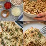 Italian Chicken Quinoa Casserole topped with herbs and cheese