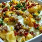 Delicious Keto Cheeseburger Cauliflower Mac dish served in a bowl