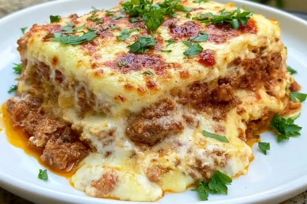 Delicious Keto Lasagna made with low-carb ingredients
