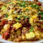 Low carb unstuffed cabbage casserole in a serving dish